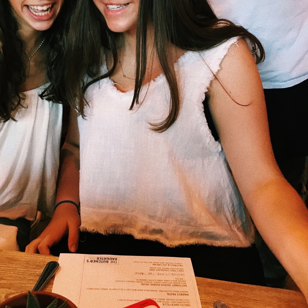 white cropped teathered urban outfitters tank top